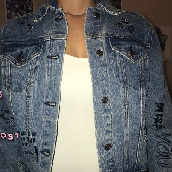 Painted, graffiti jean jacket - Picture 2 of 2